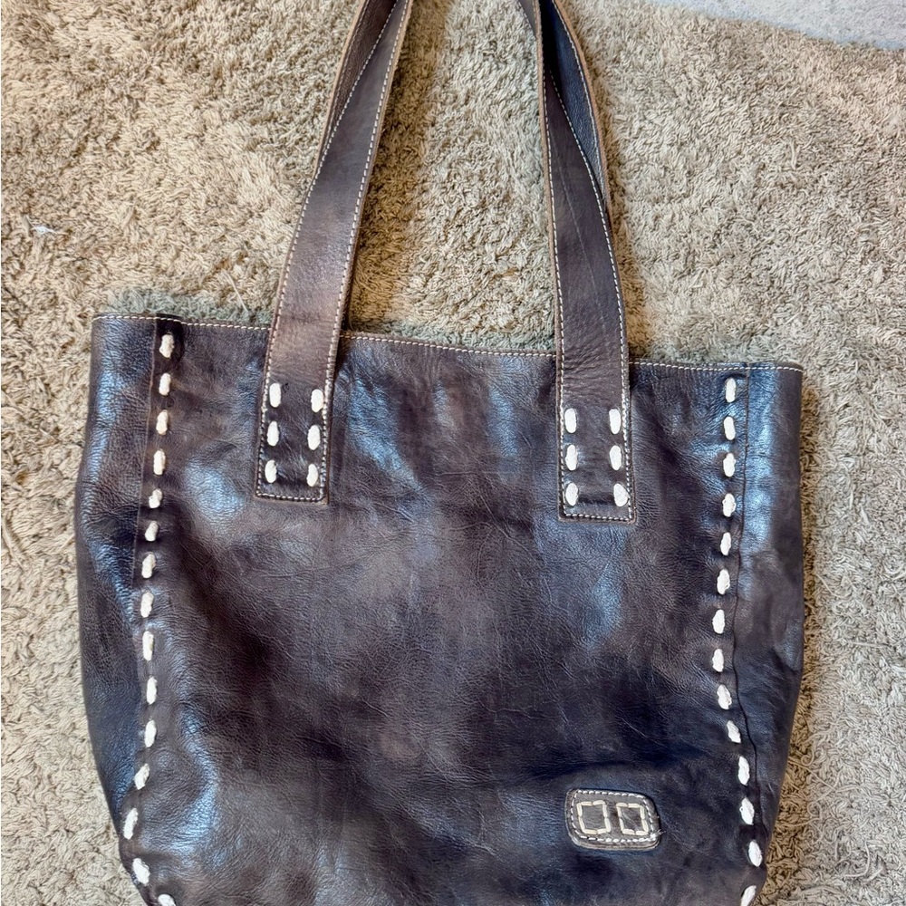 BEDSTU Stevie tote bag black lux contrast stitching Leather Tote Bag